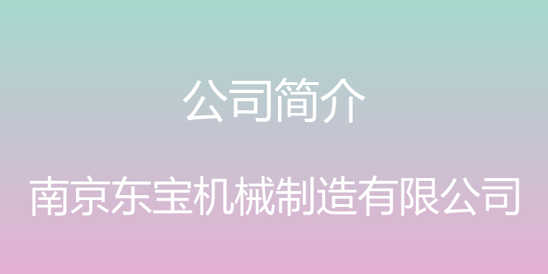 公司简介 - 南京东宝机械制造有限公司